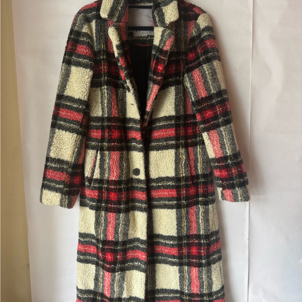NVLT Red and Cream Plaid Teddy Jacket